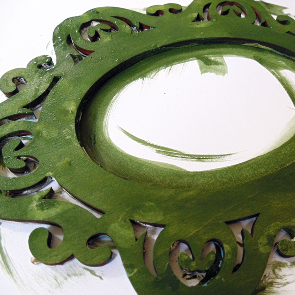 Paint your object with your base colour and allow to dry. This is the colour that will show through the cracks. I used VERY cheap acrylic craft paint from the $store.