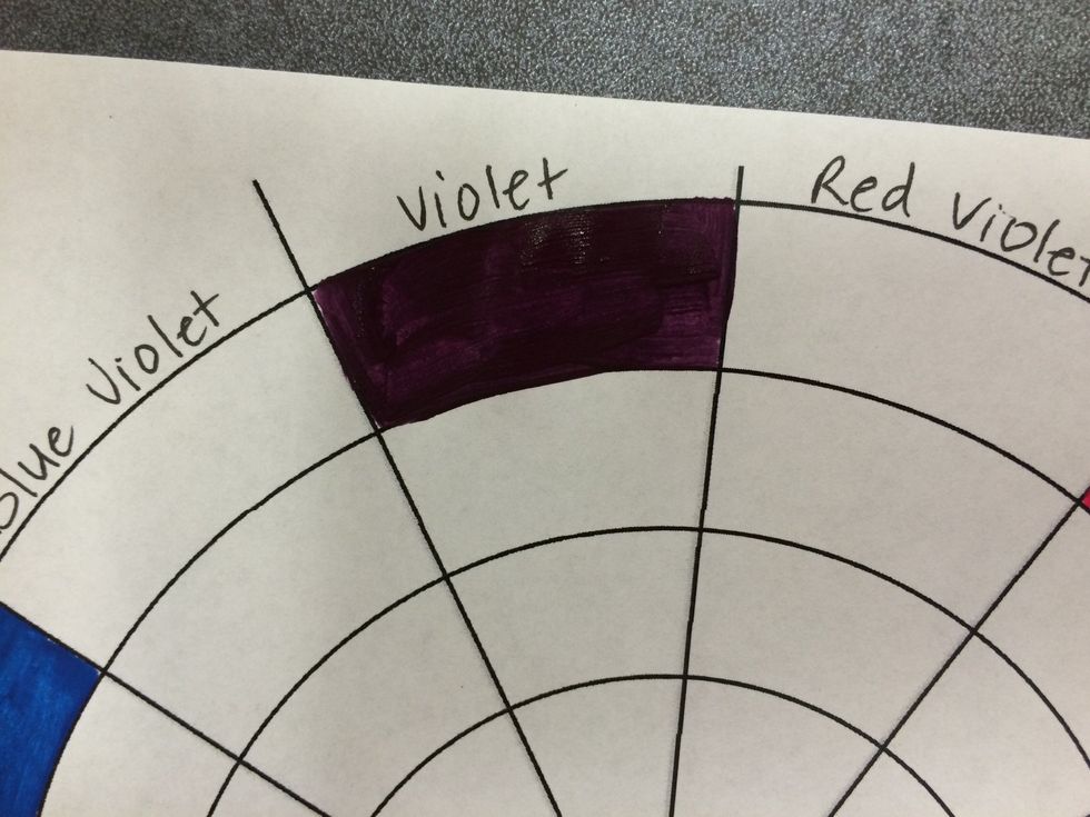 Paint your PURPLE (VIOLET) section.
