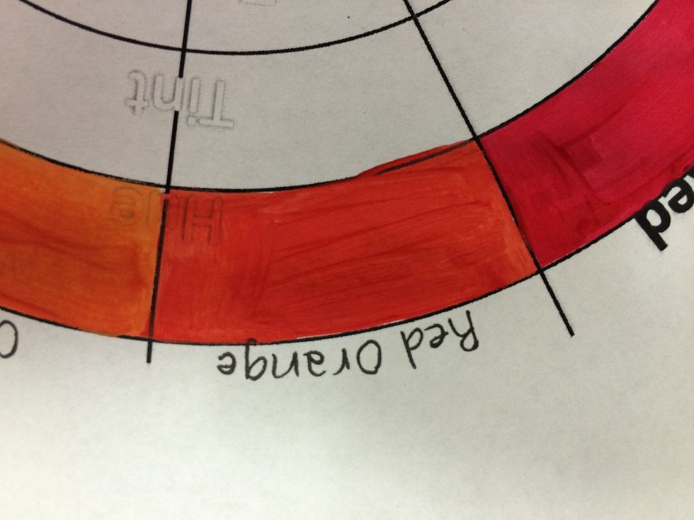 Paint your RED-ORANGE section with this color.