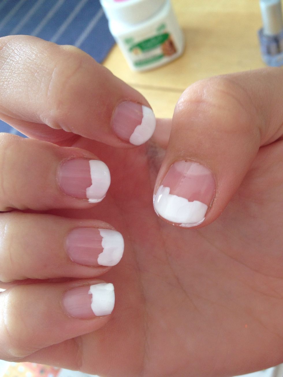 Paint your tips white. You can be pretty sloppy here. The white will make the neon look even brighter.