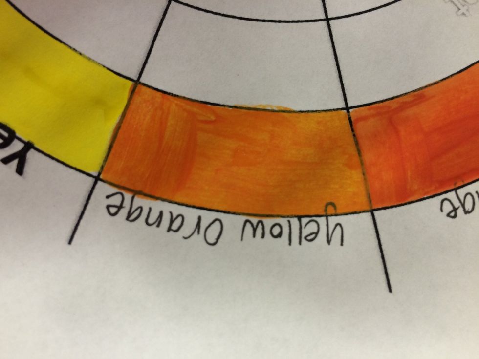 Paint your YELLOW ORANGE section.