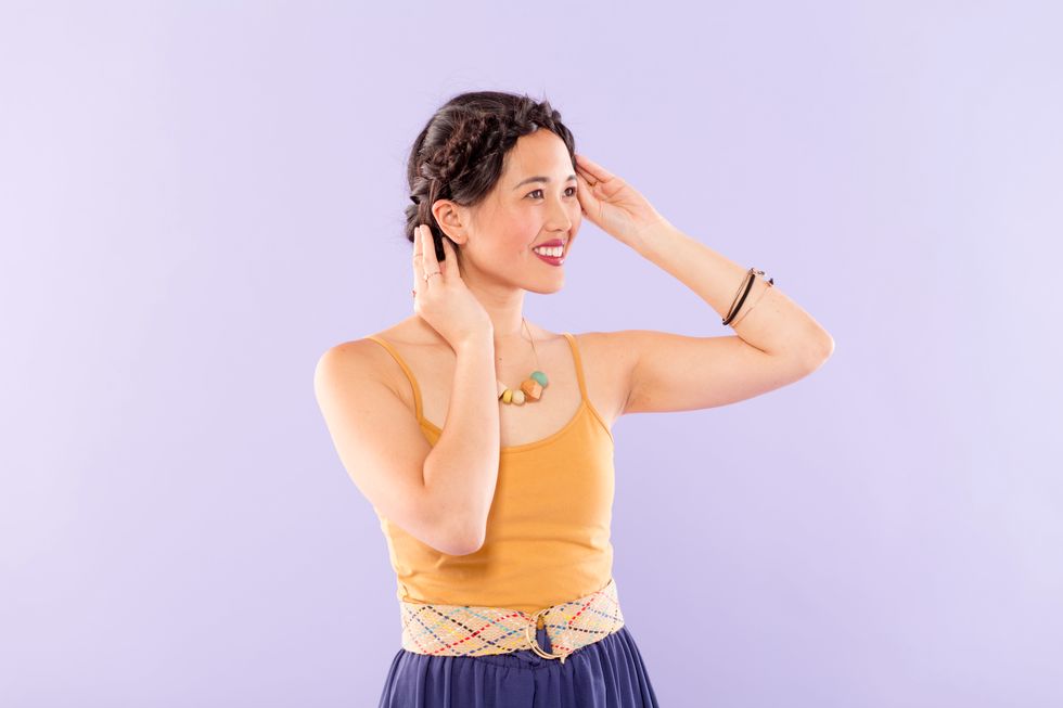 Pair the cami with a midi skirt, textured tights and a pop of pattern for a quality work uniform. On colder days, toss on a blazer and call it a day!