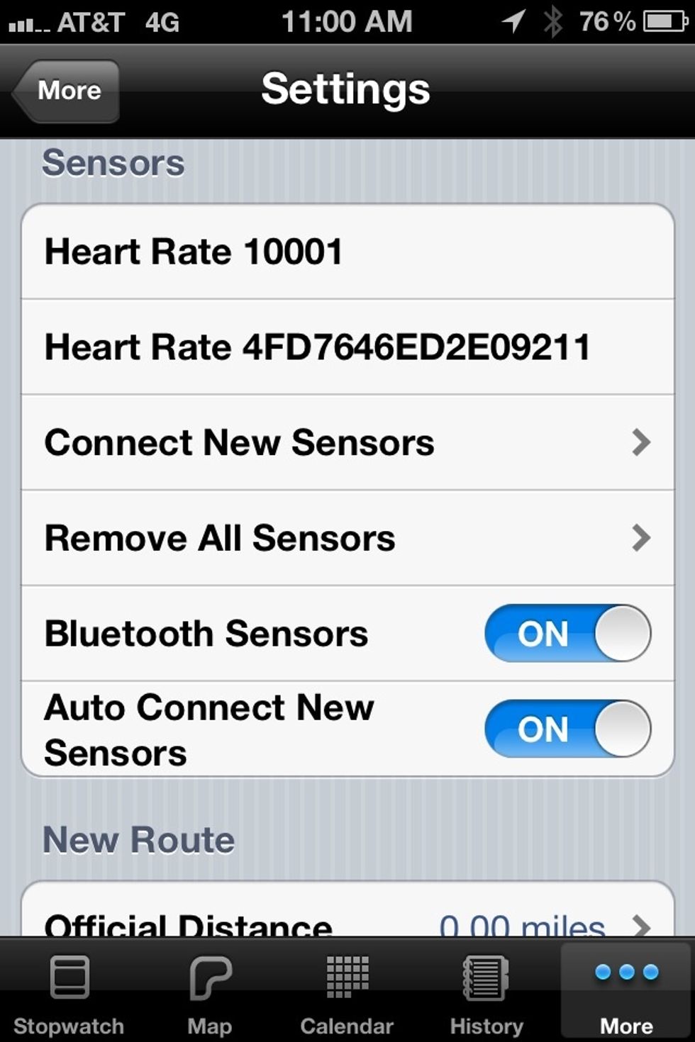 Pairing screen in the Cyclemeter / Walkmeter / Runmeter apps