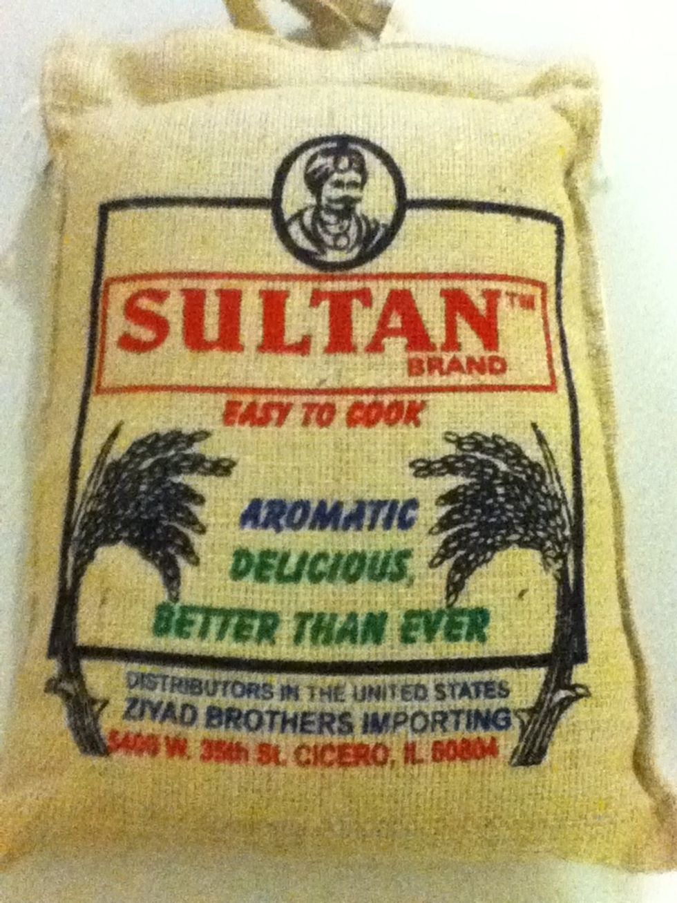 Pakistani basmati. Accept no substitutes. You can save money with the giant bag, so don't laugh. Take 2 cups, rinse until the water runs clear, then soak in cold water for an hour.