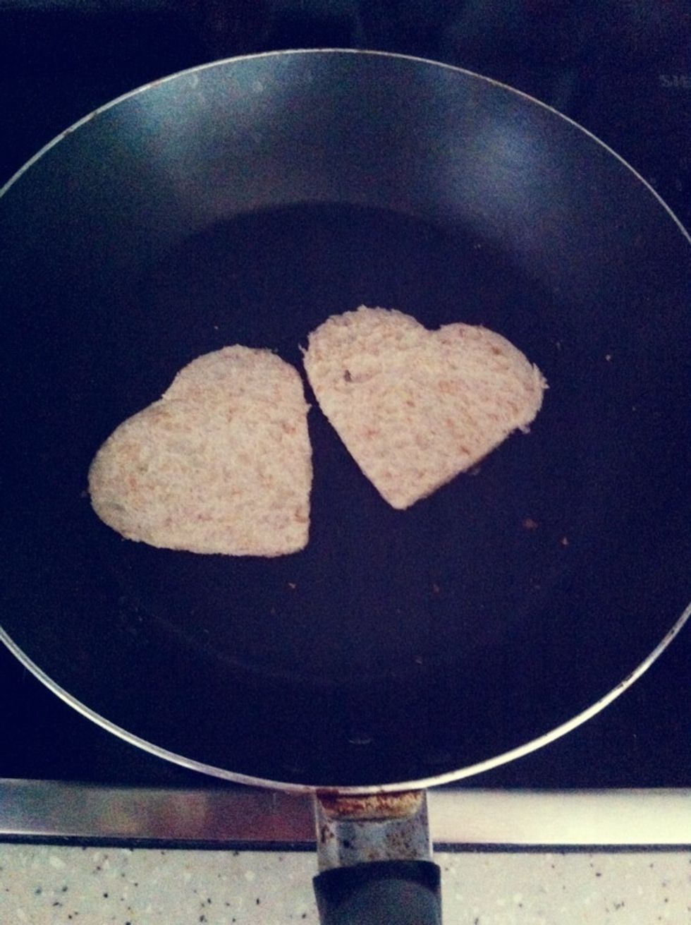 Pan fry the left over bread with the butter side facing down till golden brown.