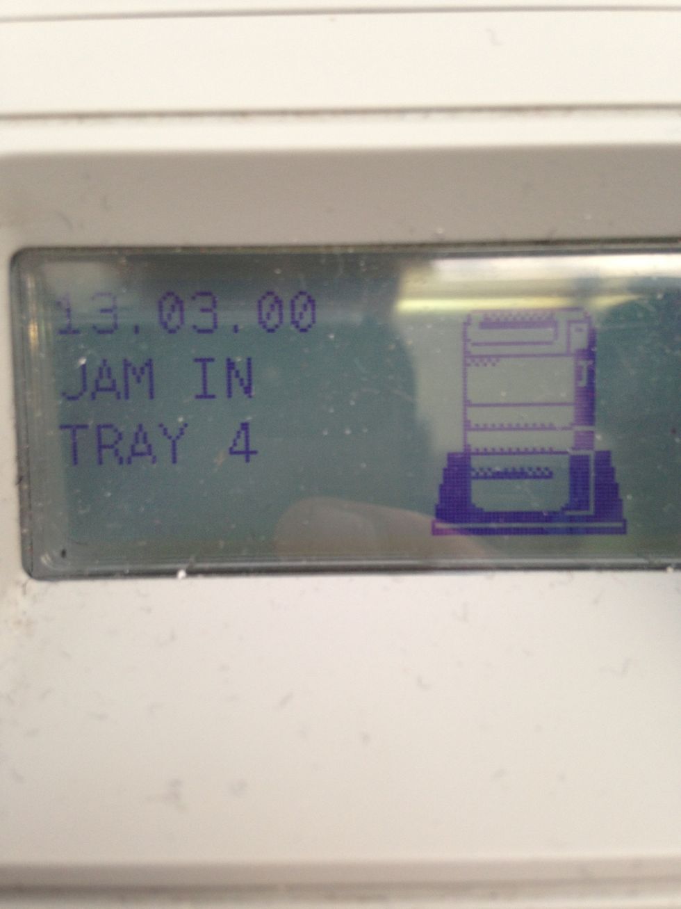PAPER JAMS: Tray jams (shown here) occur when paper gets stuck inside the paper tray. To locate the jam, refer to the screen image, then continue to the next step.
