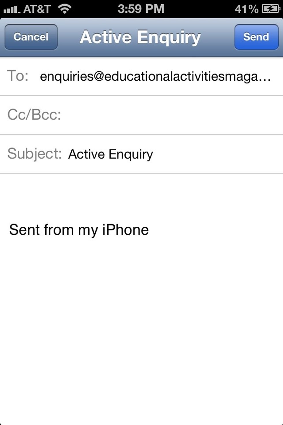 Parallel to the www button, is an email button in which you can click and send an email with any questions or concerns to the active education family. This is a great way to communicate back and forth