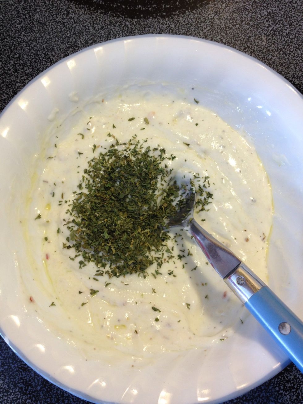 Parsley. Fresh parsley can be used instead too..