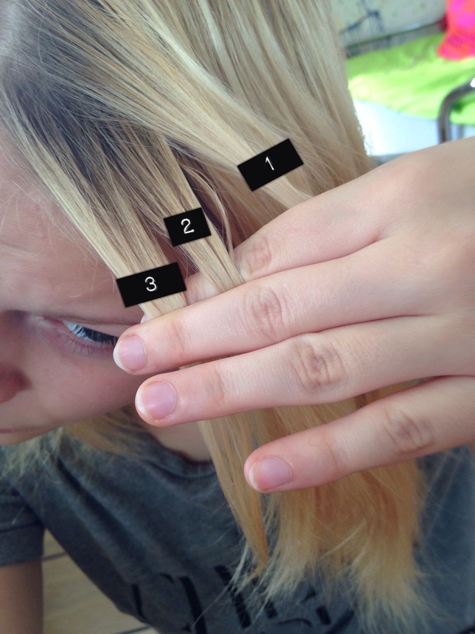 Part your front hair into 3 sections