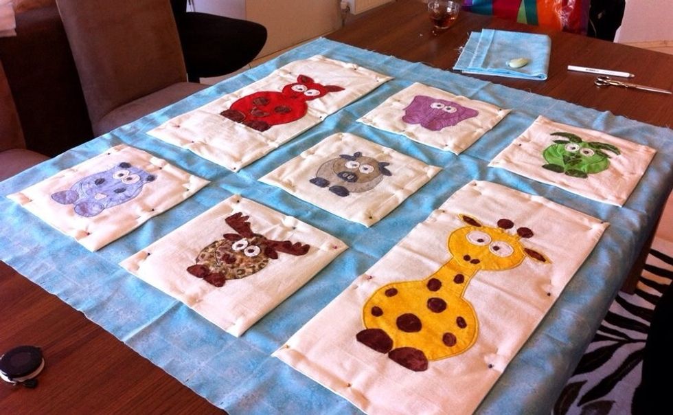 Pass on pieces via sewing machine and build the whole quill