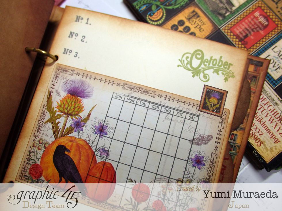 Paste Graphic 45 Time to Flourish Calendar Collection Ephemera Cards and stamps month