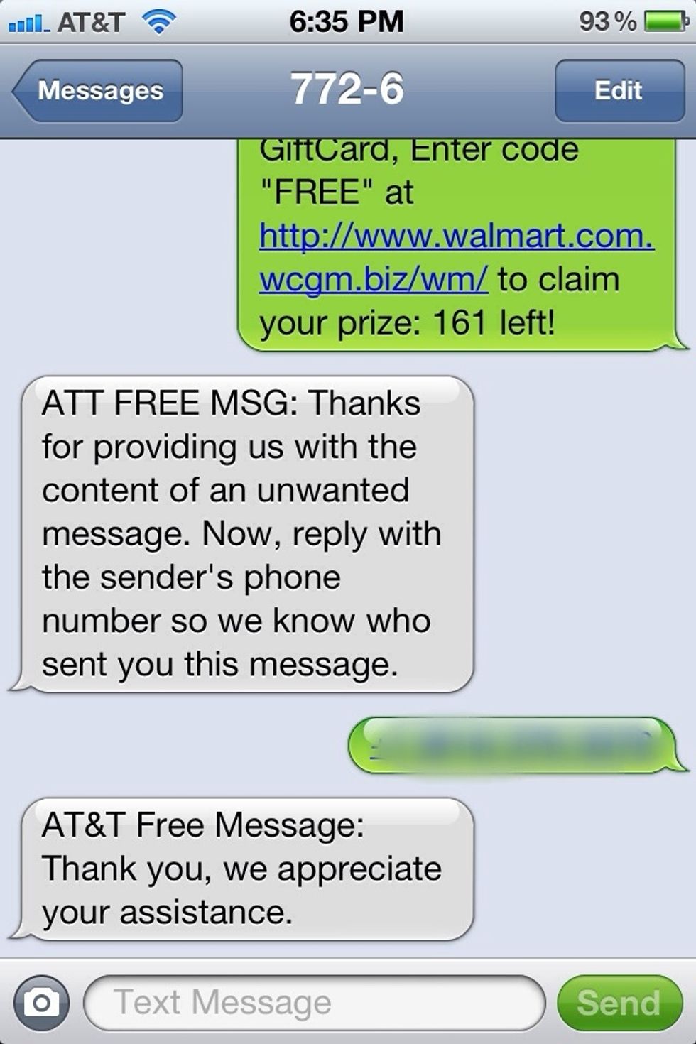 Paste the number into the AT&T conversation. They will confirm that they got it and you are all set. I can't confirm that this is effective\u2014but at least we are doing our part to help.