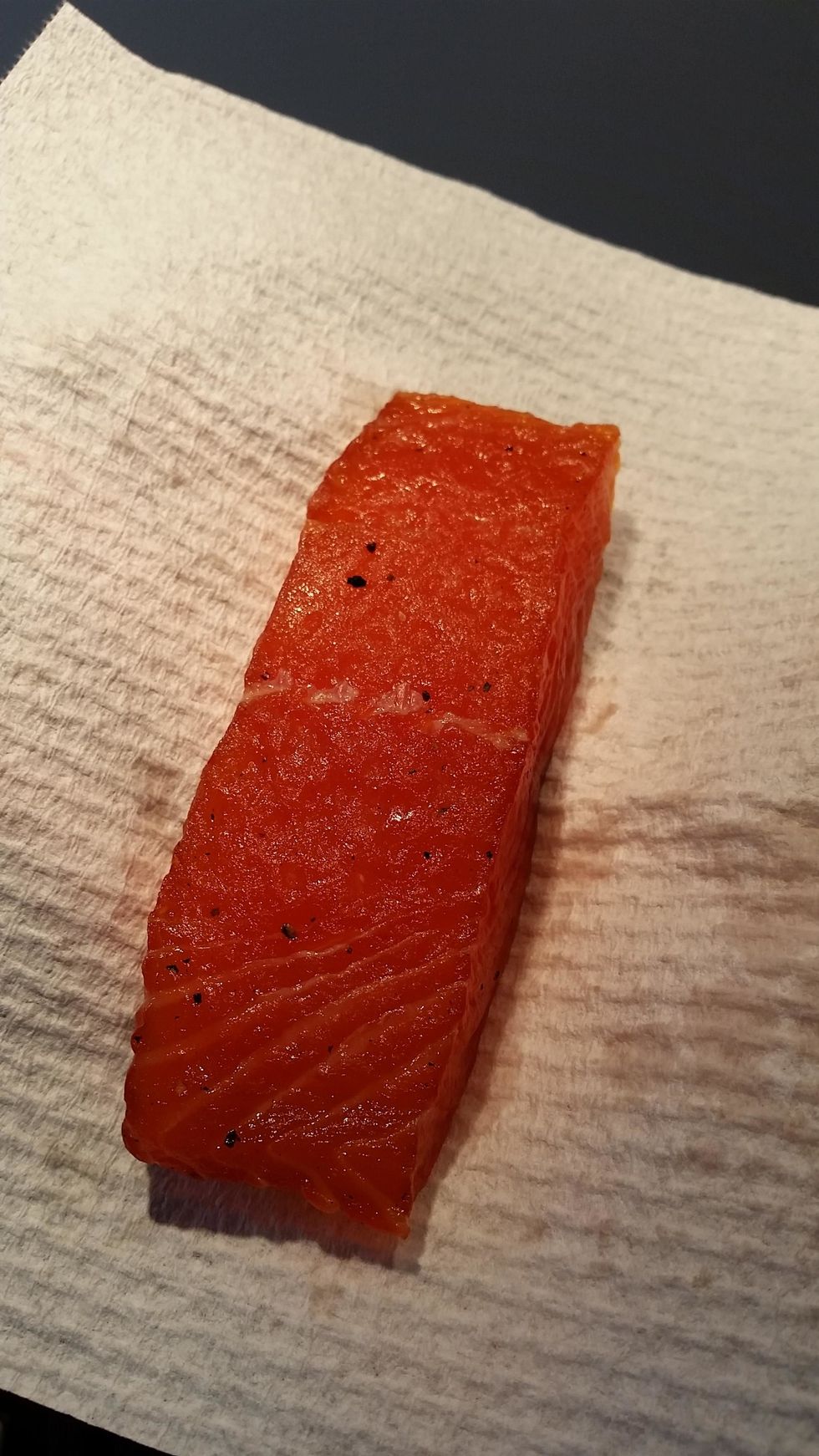 Pat dry salmon fillet.
