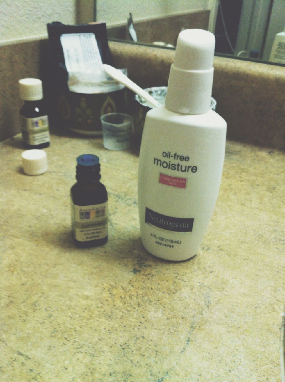 Pat dry with a soft towel. Add one drop of rosemary oil (for acne) or one drop of lavender (for redness) to an oil free moisturizer and use on your face and/or body.