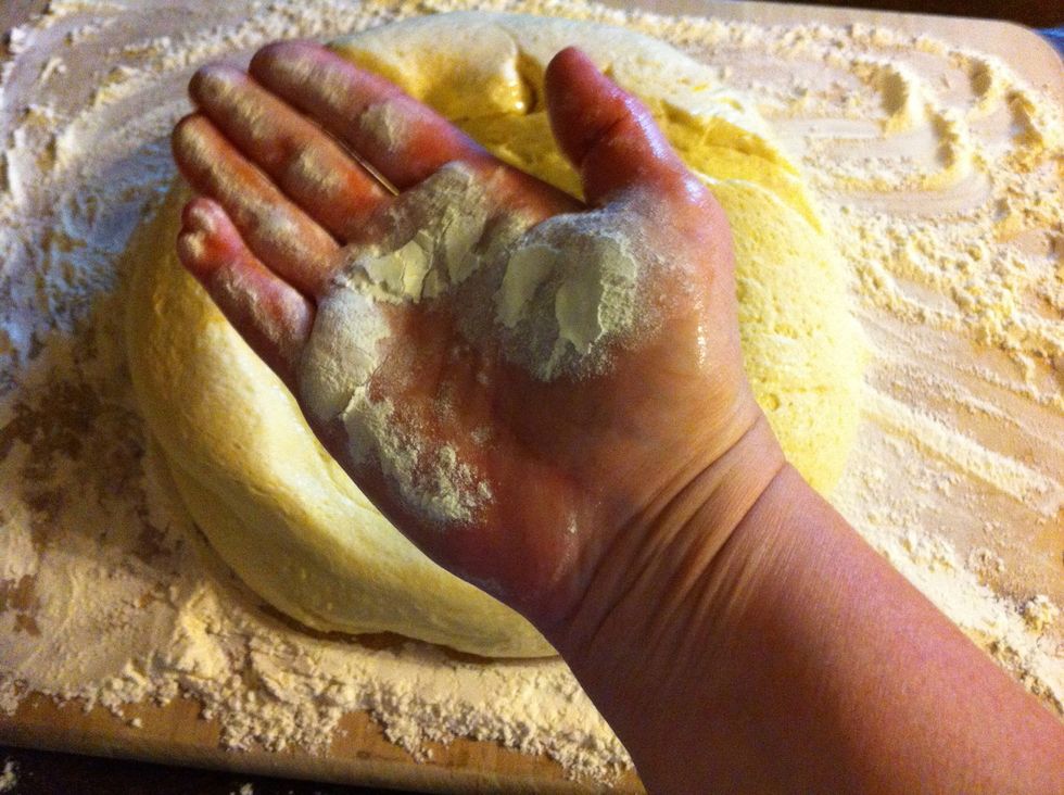 Pat the flour on your hands.