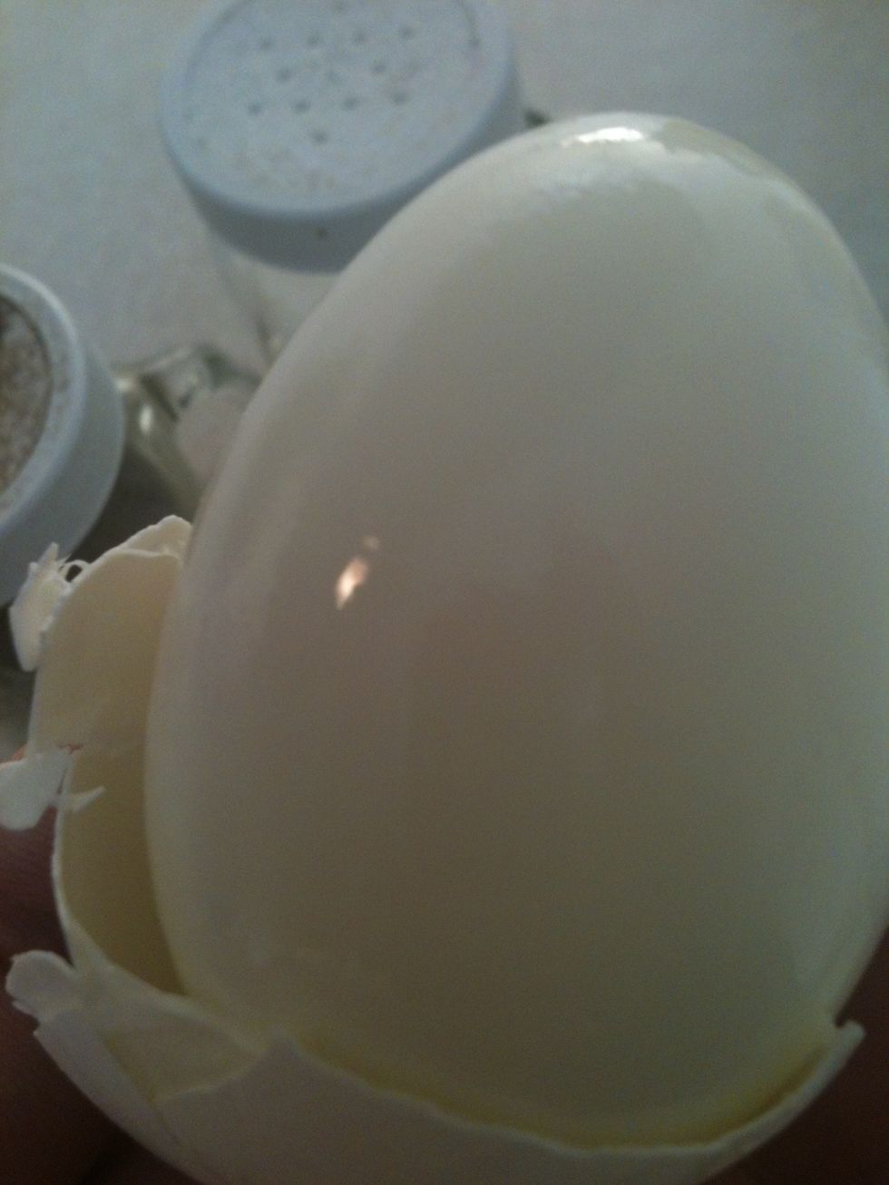 Peak each egg and rinse put back in bowl