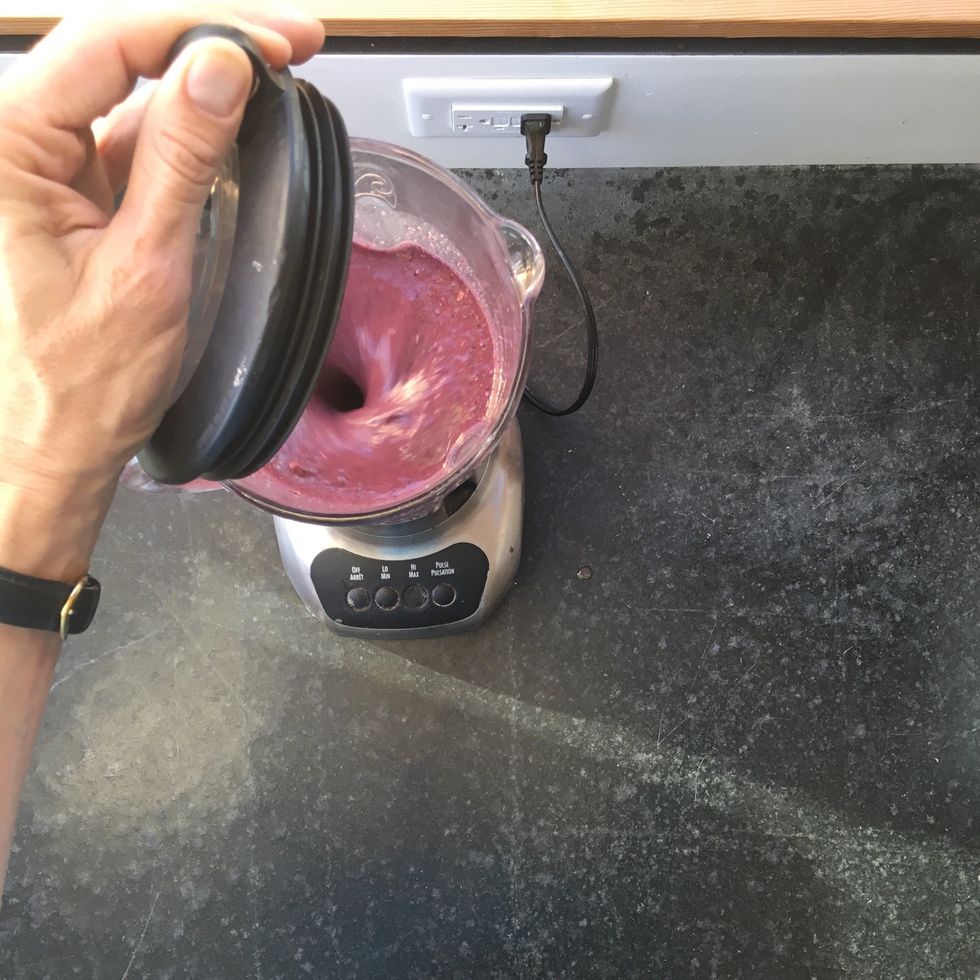 Peak to check on the consistency. I like my shakes a little chewy, but if want it really smooth then leave the blender running for a while.