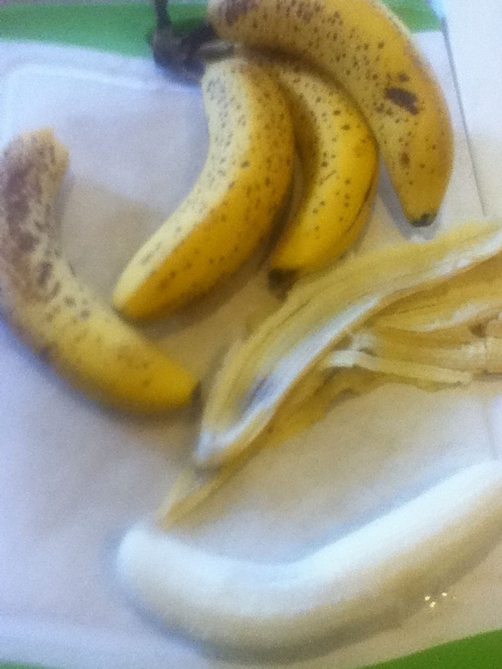 Peal bananas make sure they aren't to soft, mine are but you can still make them that way I just prefer them a bit harder it's less sticky but has same great taste