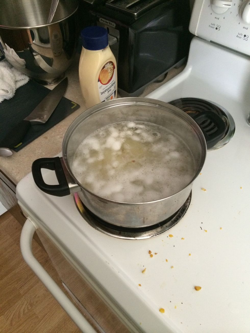 Peal dice and boil potatos