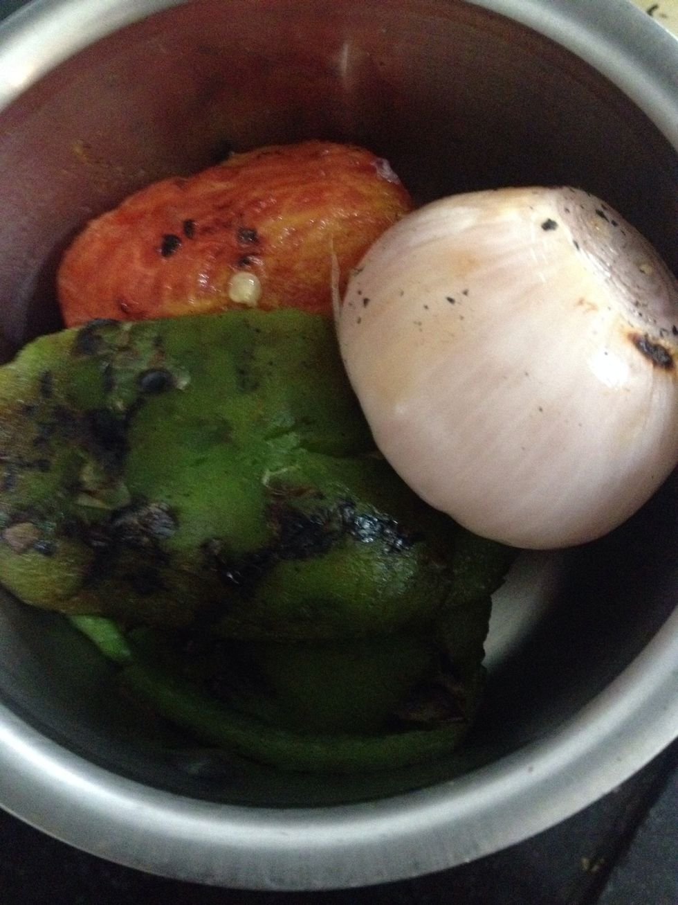 Peal the burn skin off and put in the blender