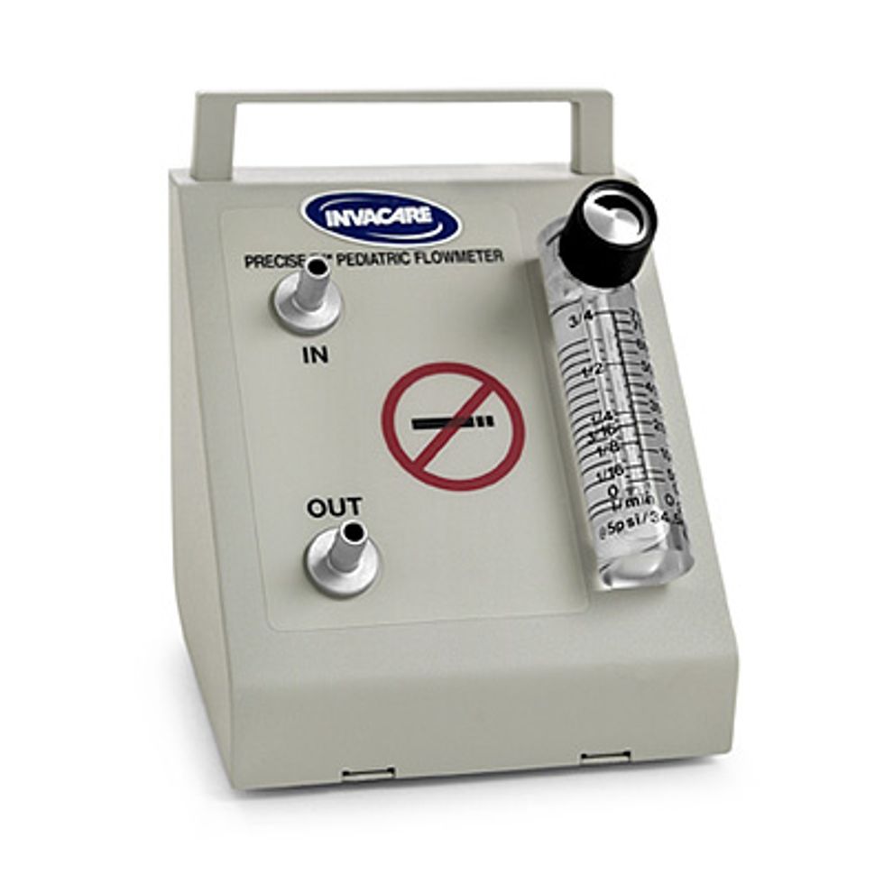 Pediatric flow meters regulate oxygen content to as low as 1/32 lpm. It is important to keep the flow rate as low as possible to create smaller bubbles which are more readily absorbed into the oil.