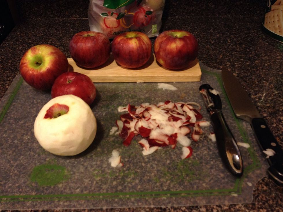 Peel and core 6 large apples, or 8 small ones. Don't forget to wash them first!
