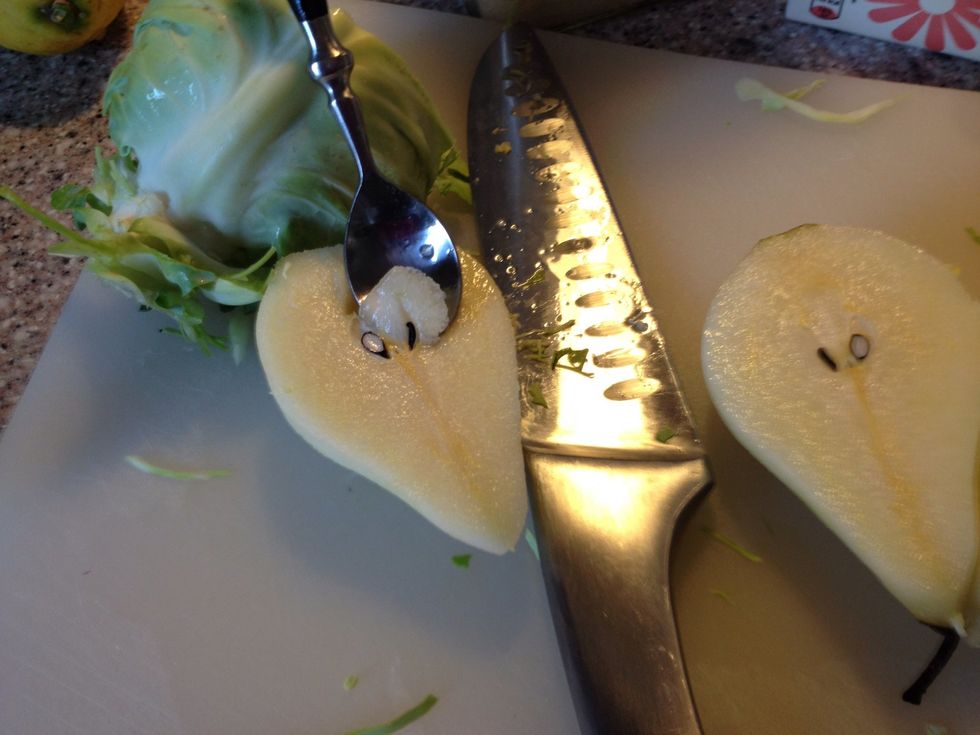 Peel and core pears