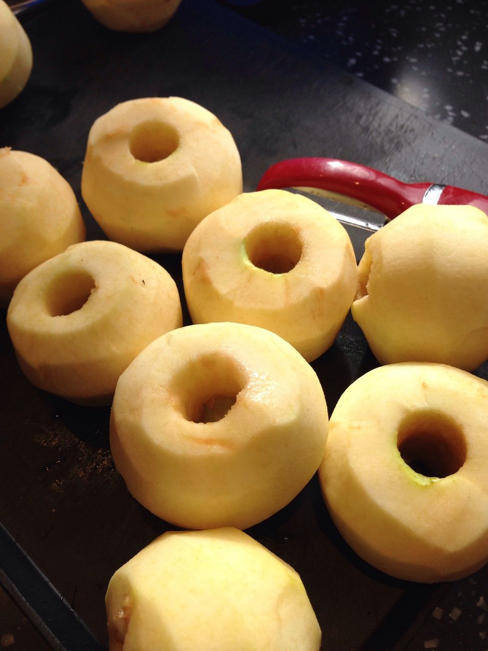 Peel and core the apples. These were from the tree in my garden!