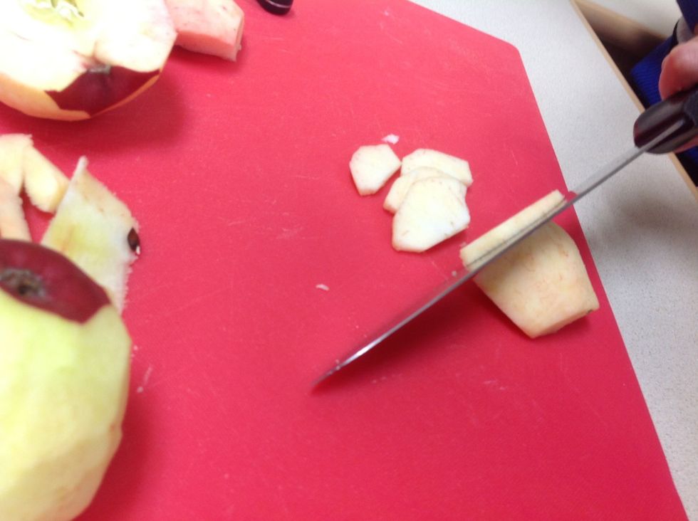 Peel and cut apples
