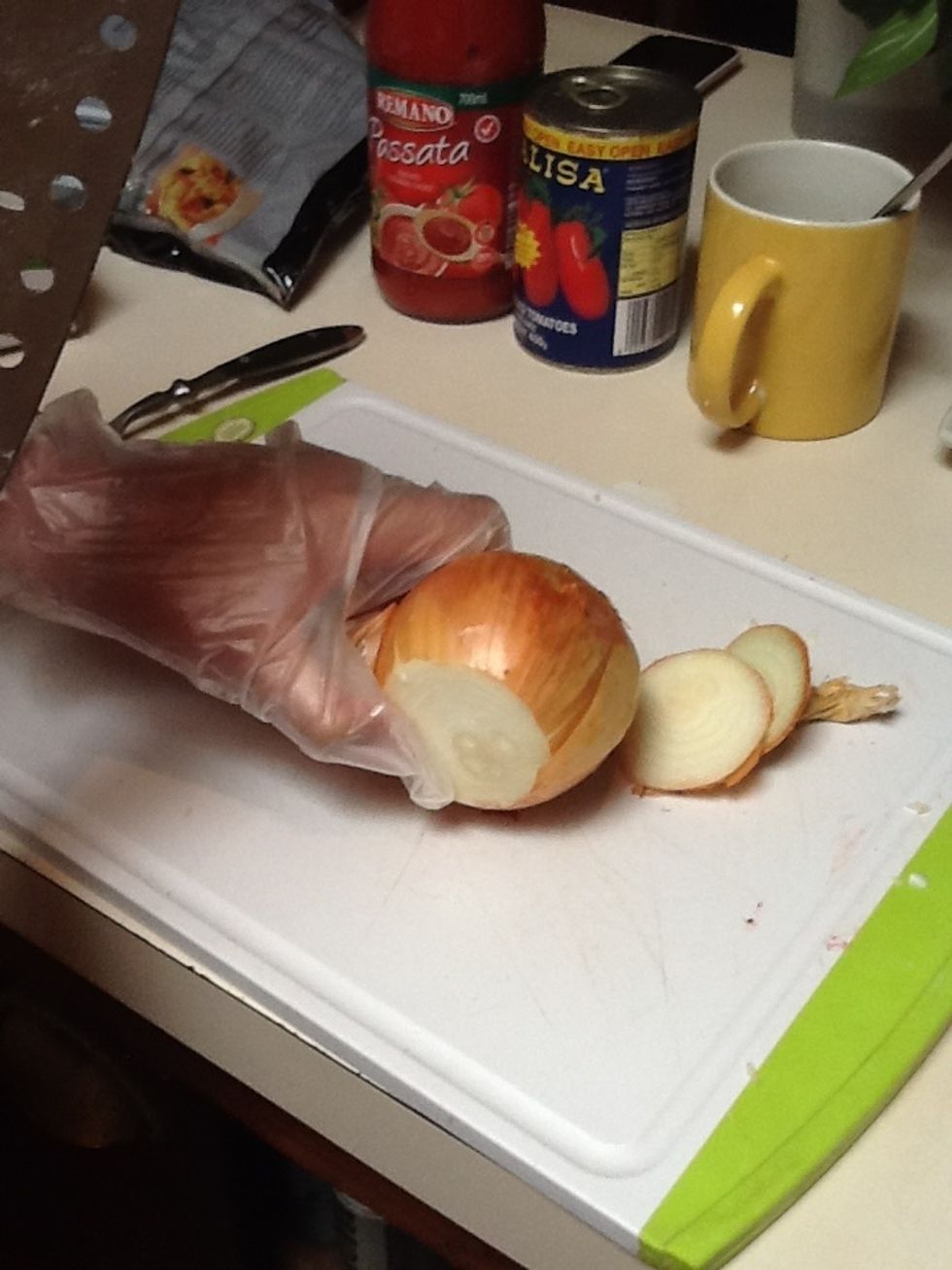 Peel and cut onion.