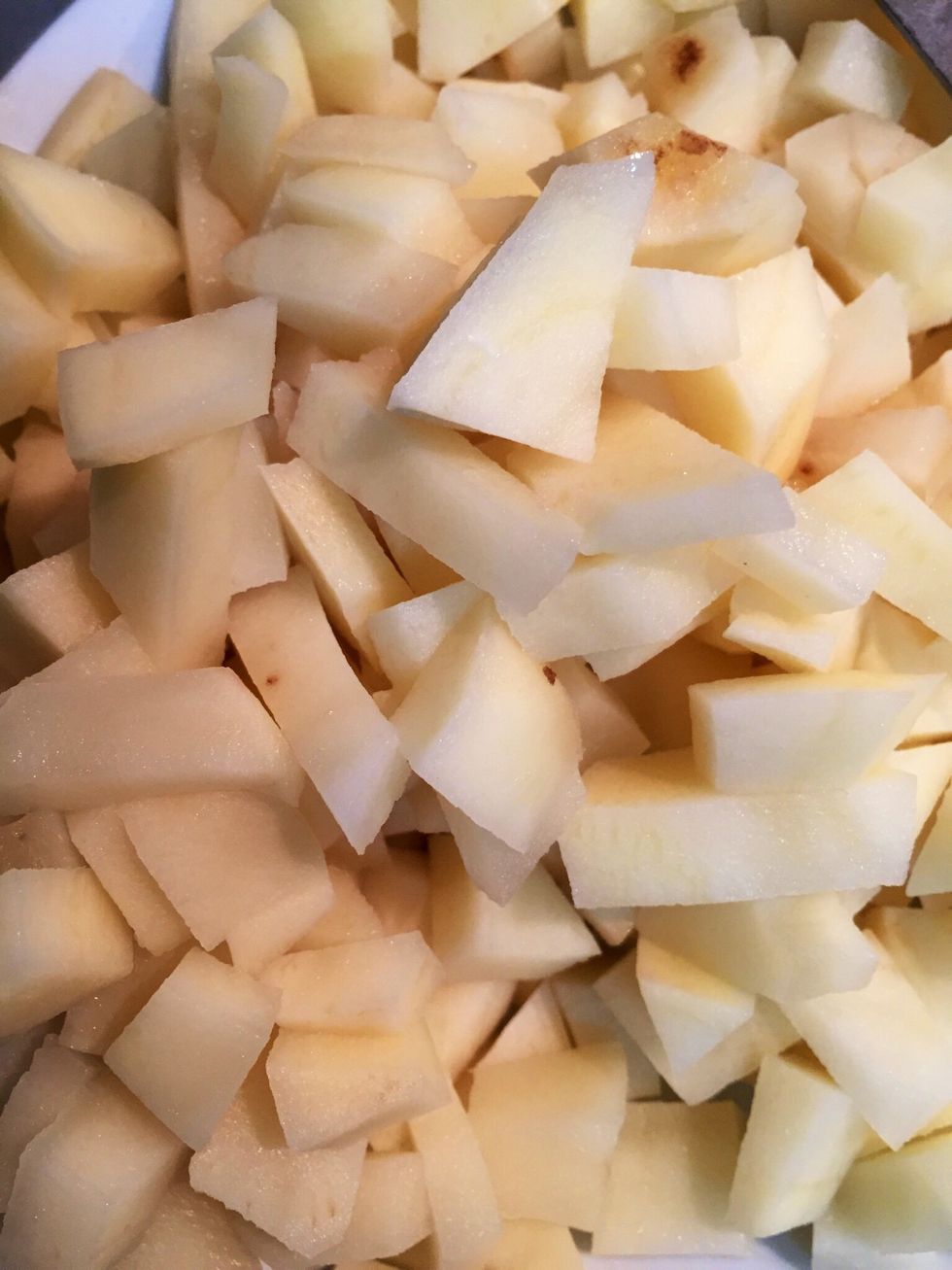 Peel and cut potatoes into cubes