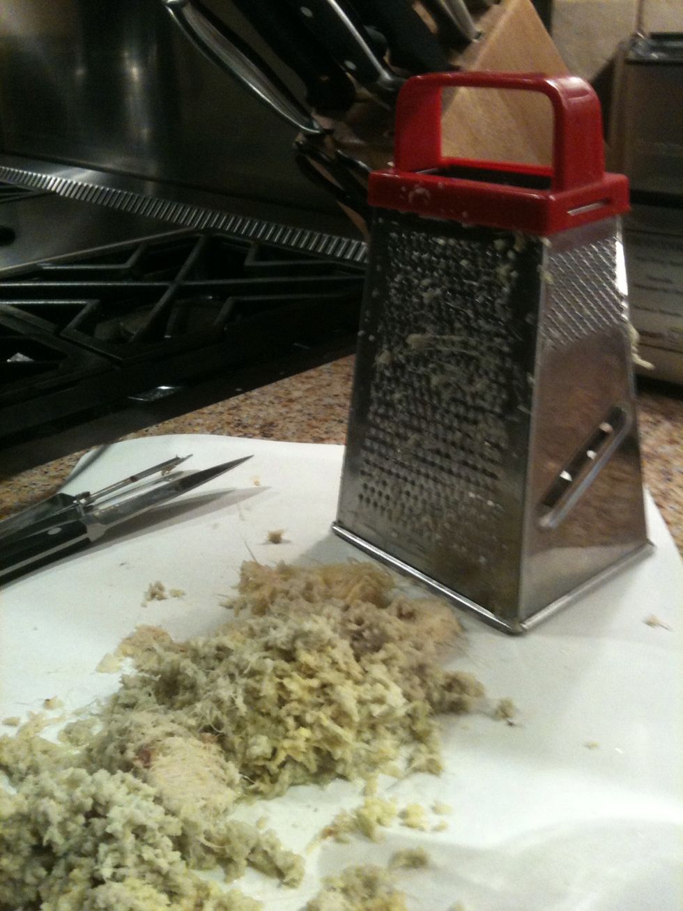 Peel and grate the fresh ginger.