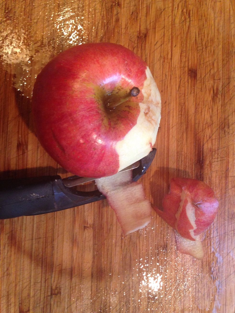Peel and mince an apple.