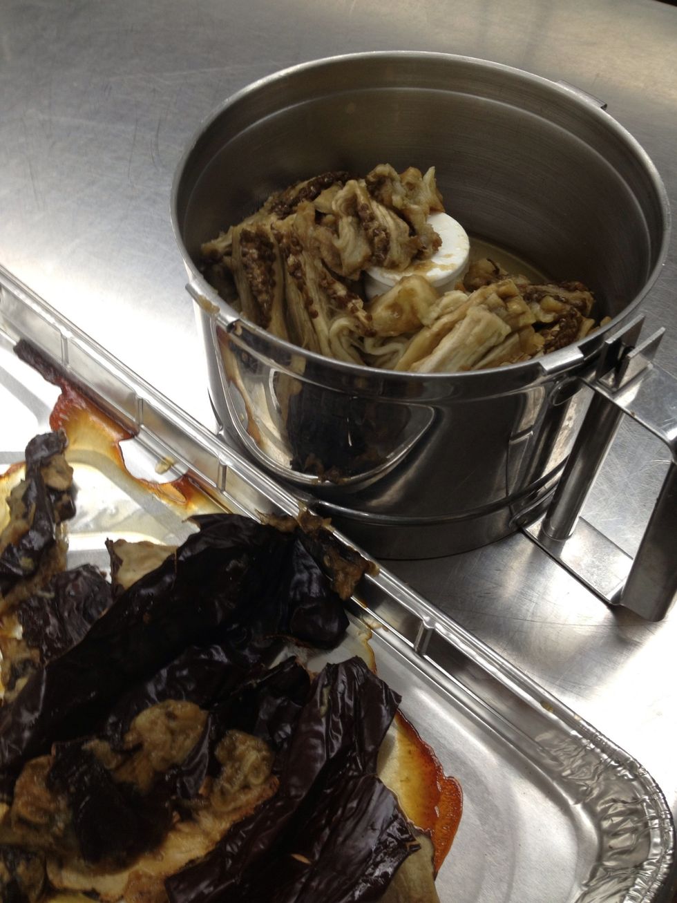 Peel and put meat into robot coupe.