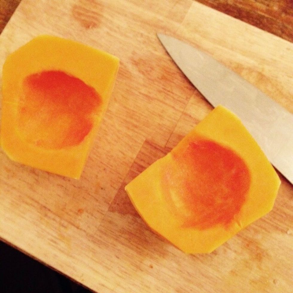 Peel and remove the seeds of the butternut squash