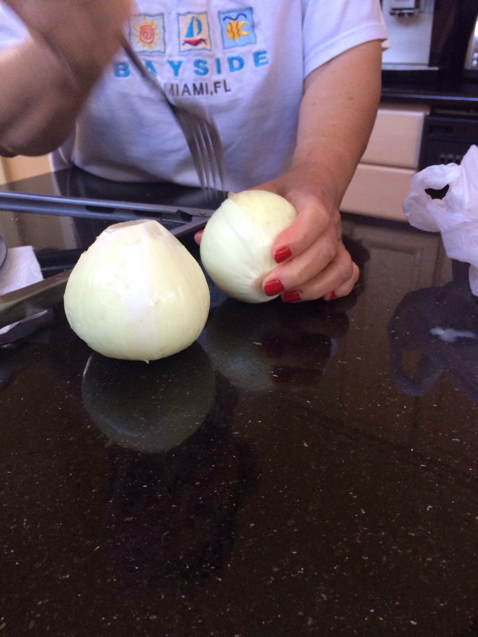 Peel and roast onions