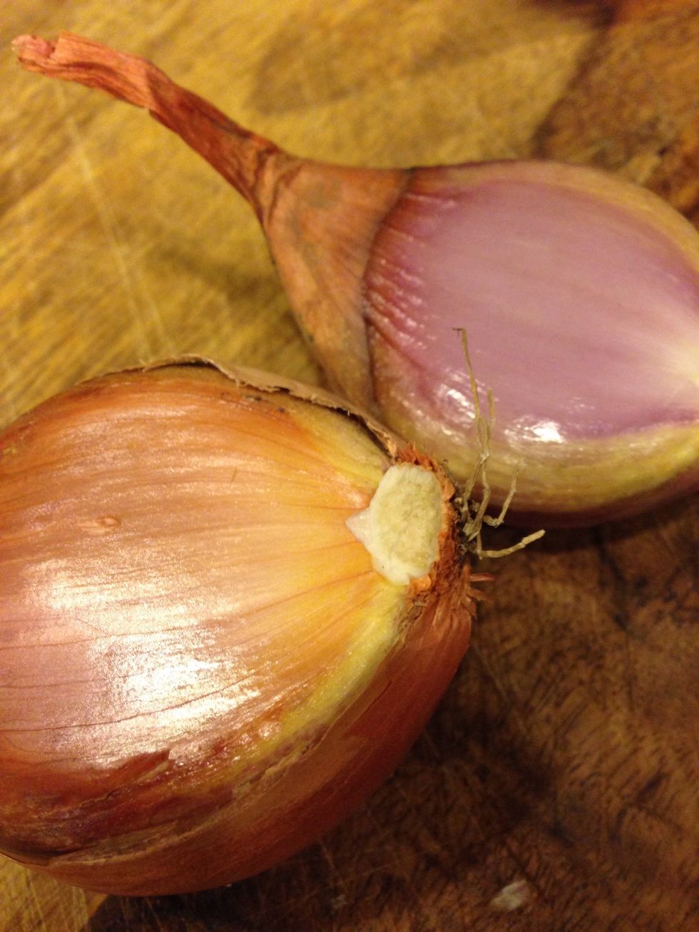 Peel and roughly chop half of a large shallot