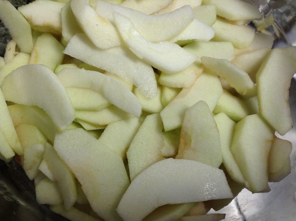 Peel and slice your apples. I used 6 cups of peeled sliced apples.