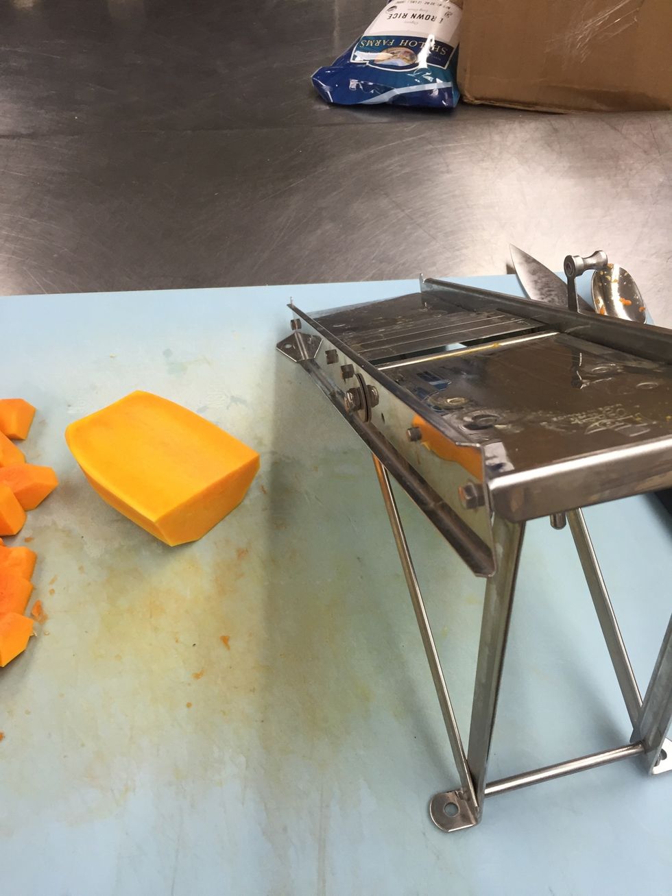 Peel butternut squash, and slice 1/16 inch.