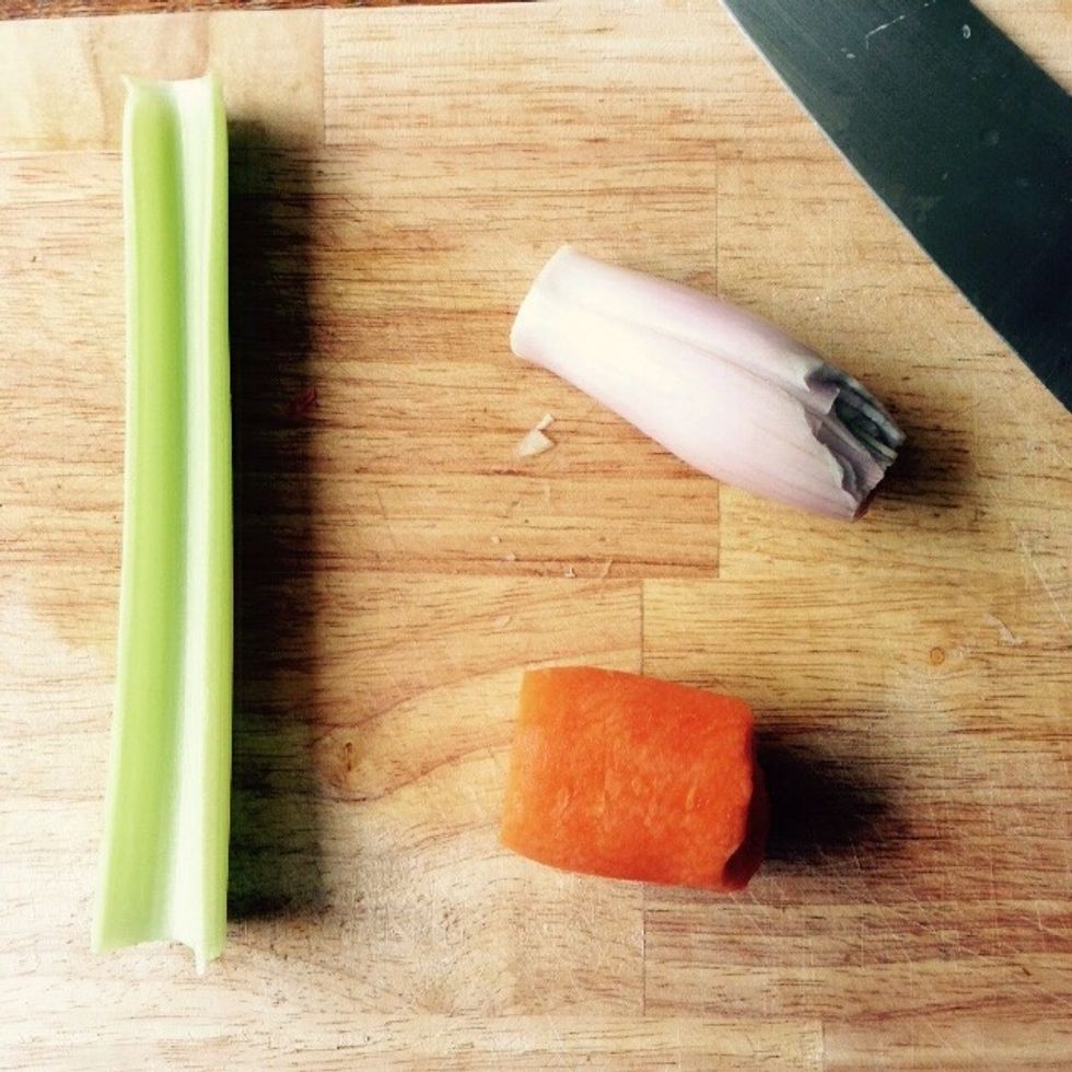 Peel carrot and shallot