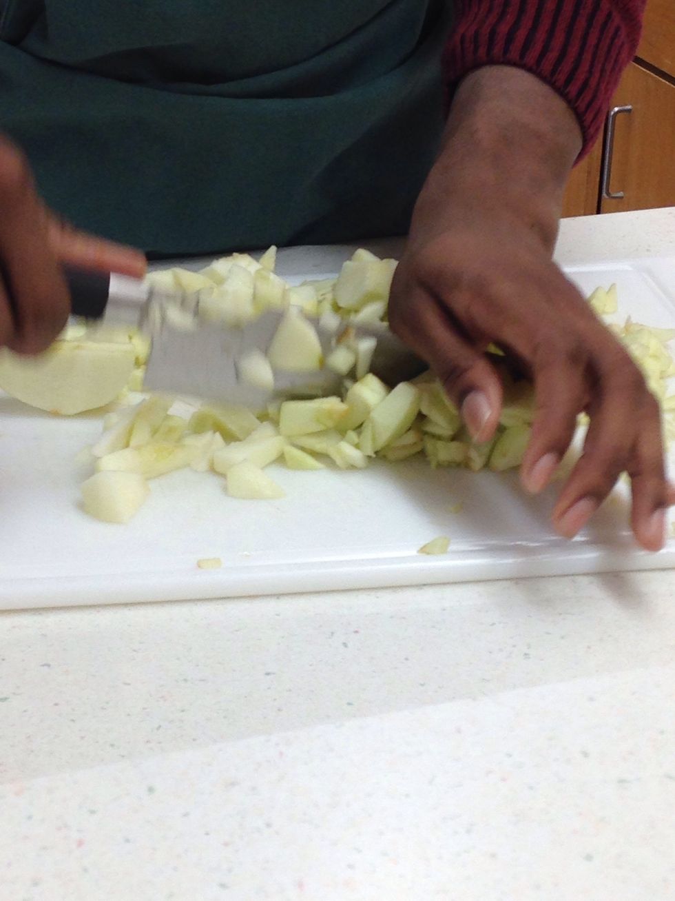 Peel, core, and chop apples.