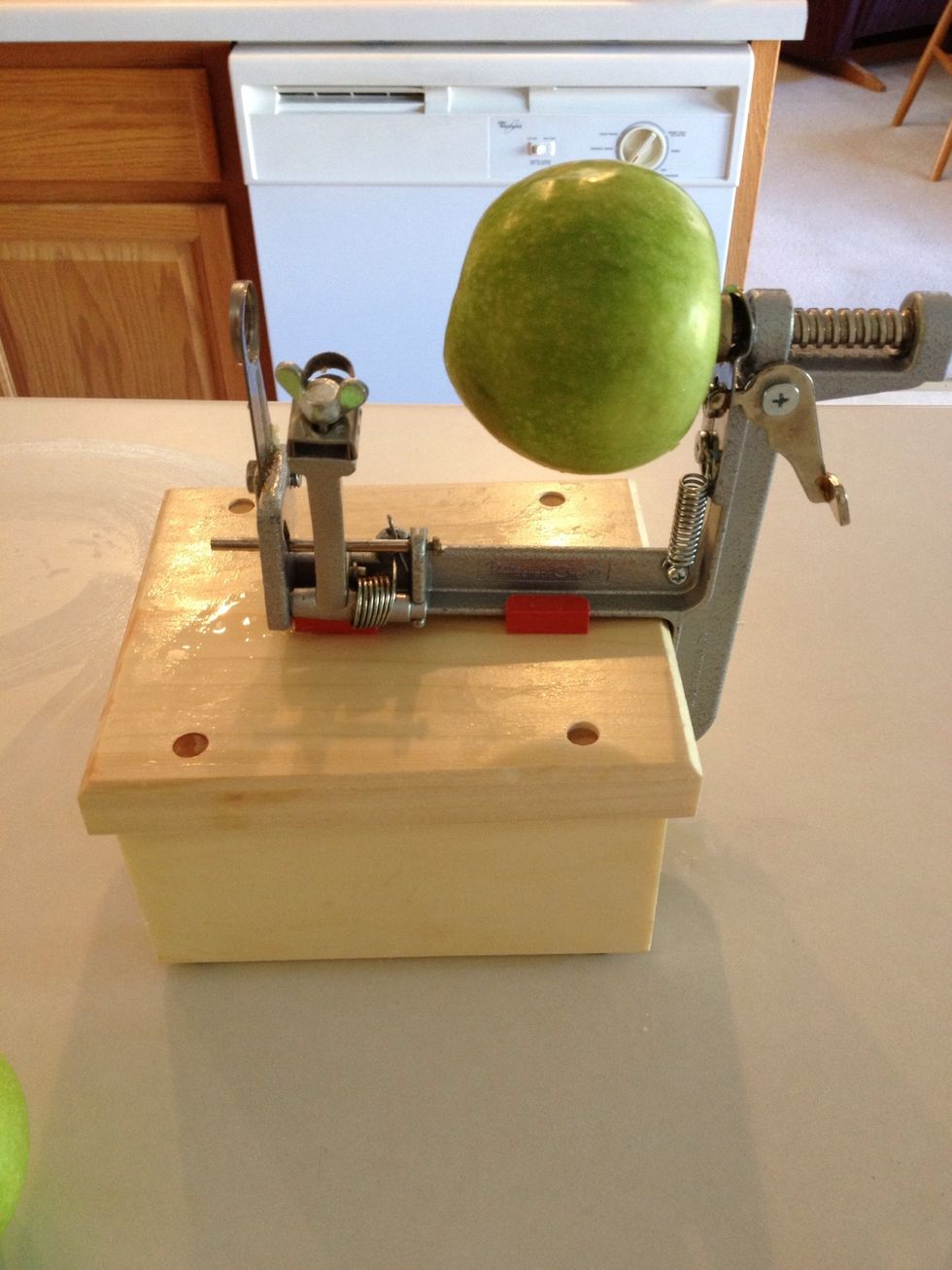 Peel, core, and thinly slice apples. If you have a Pampered Chef Apple Slicer, this step is a snap!