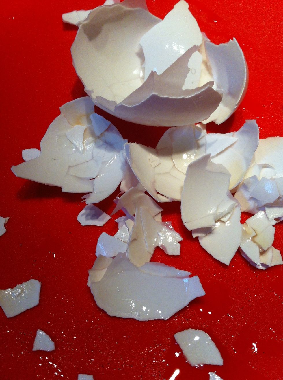 Peel eggs once they are cool enough to do so