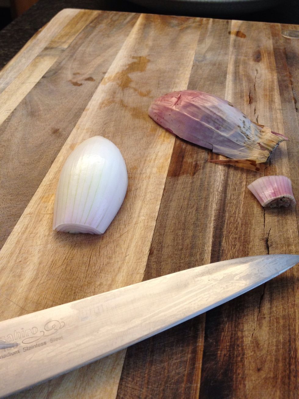 Peel half of the shallot