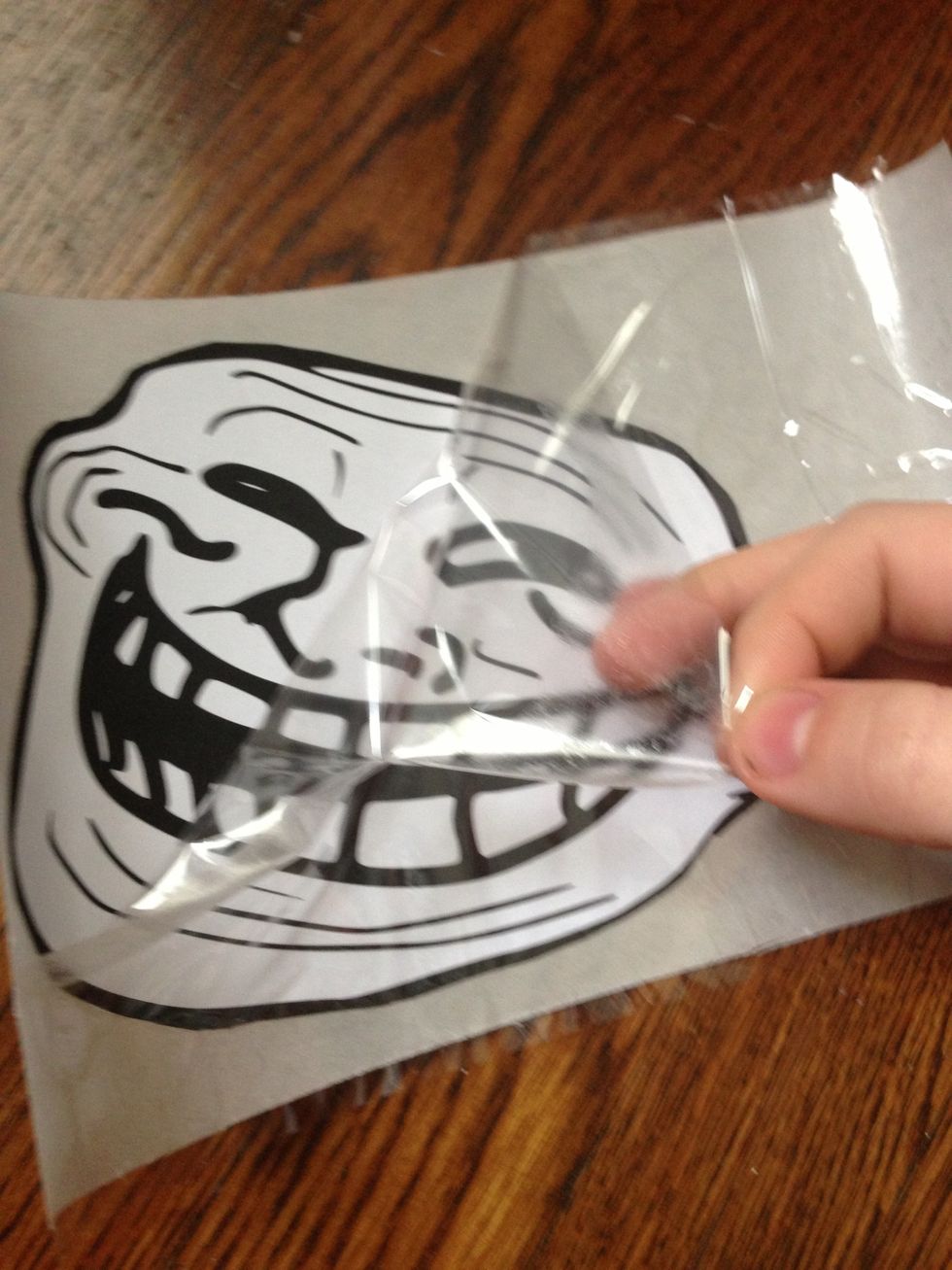 Peel off plastic layer on top