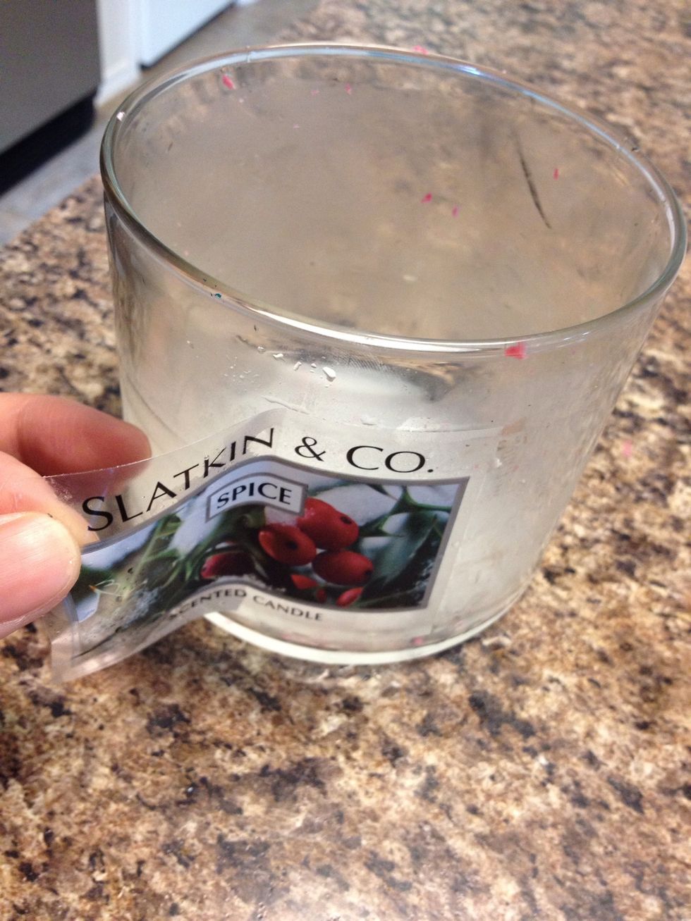 Peel off the label. If there is label on the bottom of jar, peel off that, too.