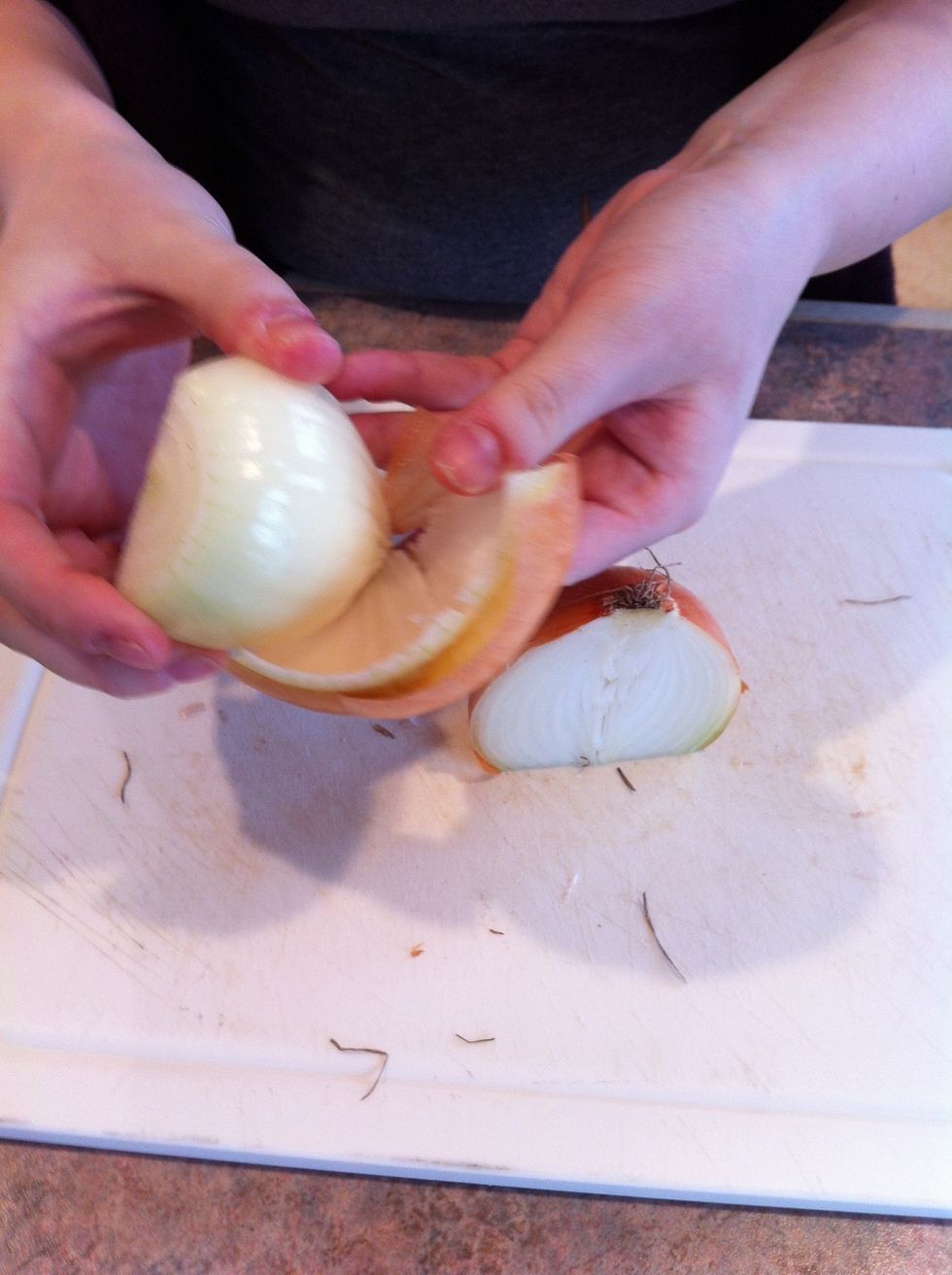 Peel off the layer of skin (notice how much easier it is after you've cut it!)