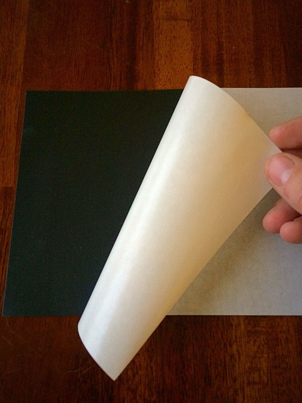Peel off the paper backing and lay the sheet with the sticky side up.