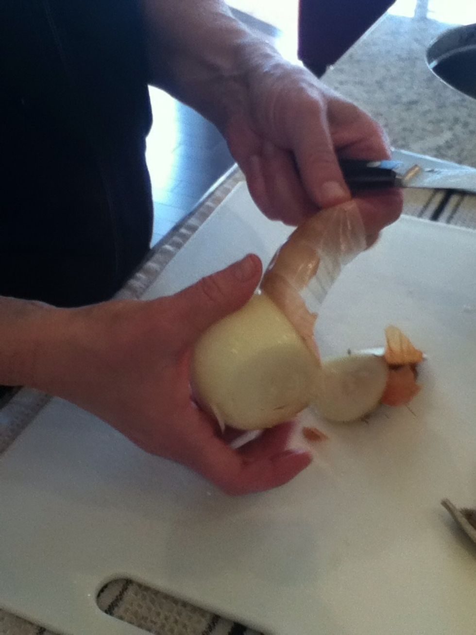 Peel onion and then chop fine.