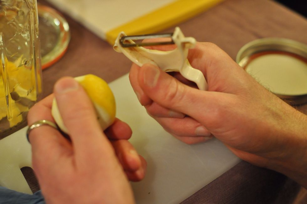 Peel strips of lemon zest